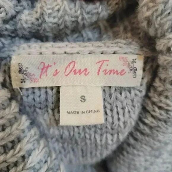 It's Our Time Women's Heather Gray Acrylic/Poly Knit Cowl Neck Sweater - Picture 6 of 9